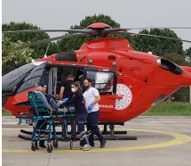 Kalp krizi geçiren hastanın imdadına ambulans helikopter yetişti